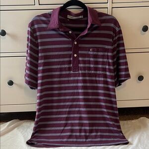 Criquet Men's Polo - Maroon and Light Gray Stripes